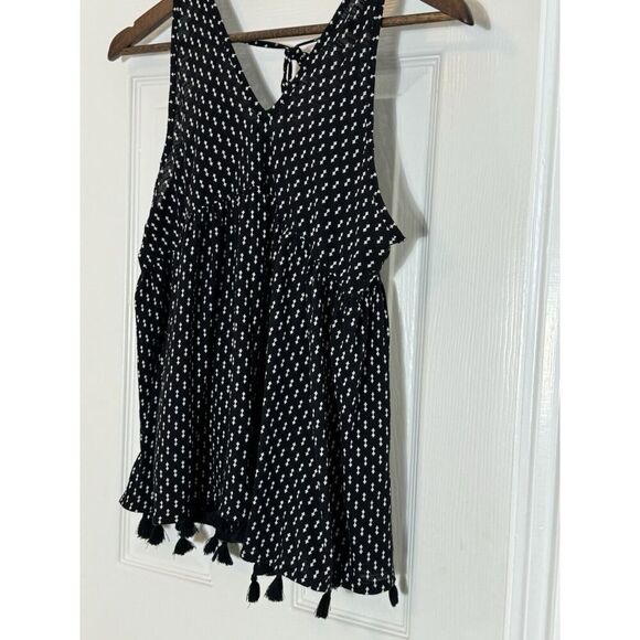 M Black Sleeveless Tank Y2K Babydoll Romantic Whimsigoth Empire Boho Fairy - Picture 3 of 9